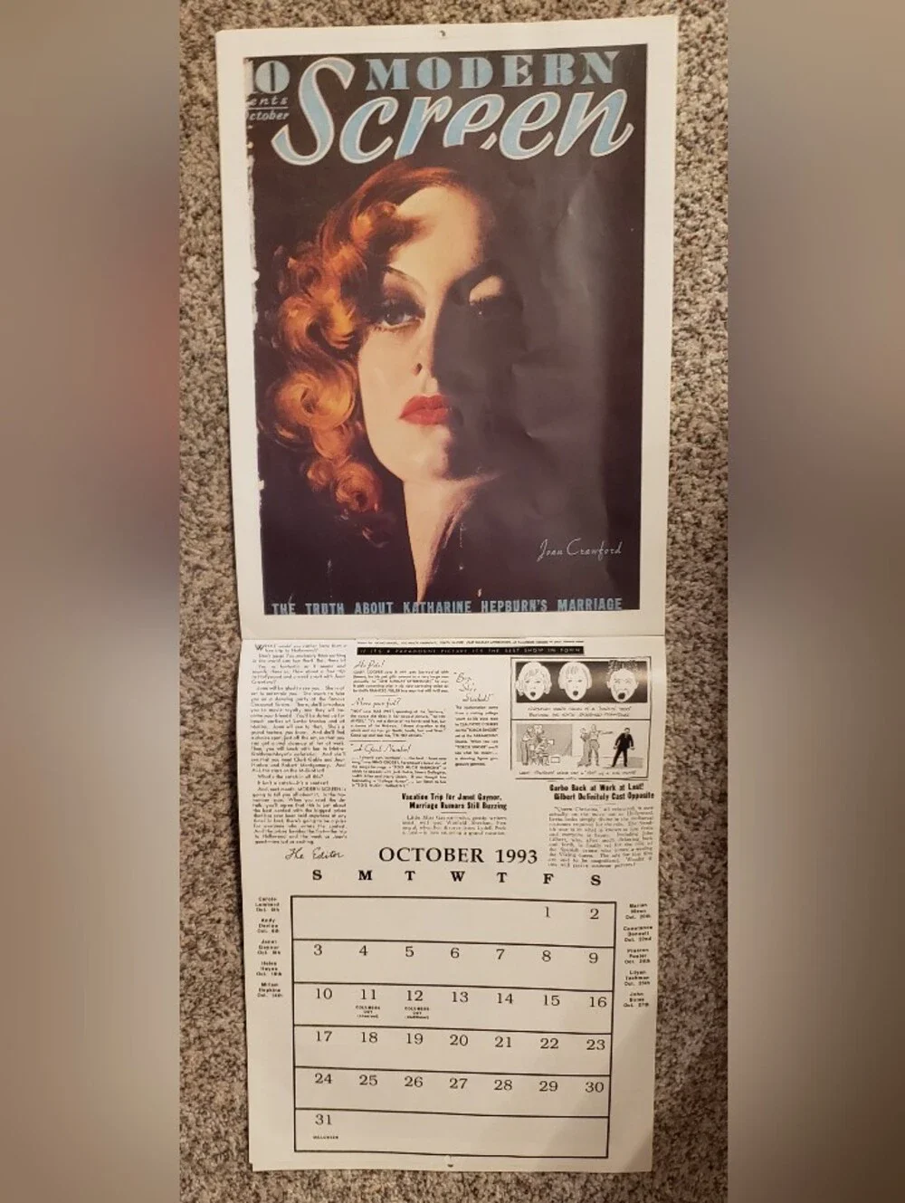 Modern Screen 1933 Movie Stars 1993 /2027 Calendar